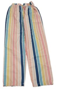 Bílo-růžovo-modré pruhované kalhoty Shein