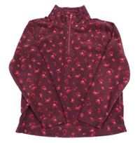 Mahagonovo-fuchsiová fleecová funkční mikina s leopardím vzorem Regatta