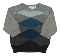 Šedo-modrý károvaný svetr H&M