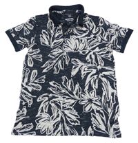 Tmavomodro-bílé vzorované polo tričko Jack & Jones