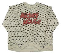 Béžovo-černá vzorovaná mikina s nápisem - Mickey Mouse H&M