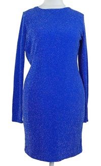 Dámské safírové třpytivé šaty s volnými zády Topshop