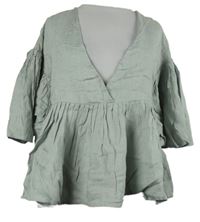 Dámská šedá lněná crop peplum halenka Beumont 