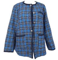 Nové - Dámský modro-oranžový kostkovaný kabátek Gallery 