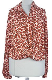 Dámská červeno-bílá vzorovaná crop halenka Next 