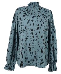 Dámská světlemodro-černá vzorovaná halenka 