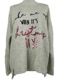 Dámský šedý vánoční svetr s nápisem z flitrů George 