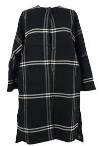 Dámský černo-bílý kostkovaný kabát 