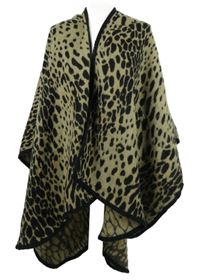 Dámský černo-béžový vzorovaný svetrový pléd 