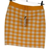 Nové - Dámská oranžovo-bílá kostkovaná pletená sukně Primark 