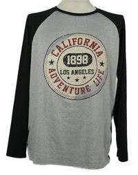 Pánské šedo-černé triko s potiskem Shein 