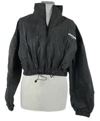 Dámská tmavošedá metalická šusťáková jarní crop bunda s nápisem Sixth Juna 