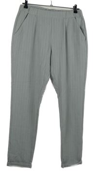 Dámské šedé proužkované kalhoty 