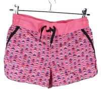 Dámské neonově růžové vzorované plážové kraťasy Hot Tuna 