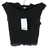 Dámská černá žabičková crop halenka Bershka 