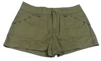 Khaki plátěné kraťasy s plíšky Denim Co.