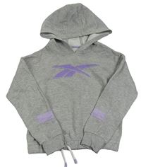 Světlešedá crop mikina s logem a kapucí Reebok