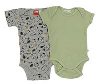 2x body khaki žebrované+ šedé se Snoopym