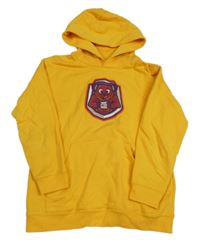 Žlutá mikina s obrázkem a kapucí Fruit of the Loom