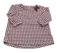 Vínovo-bílé kostkované plátěné šaty H&M