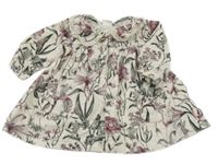 Bílé květinové manšestrové propínací šaty Next