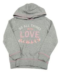 Světlešedá mikina s nápisem a kapucí George