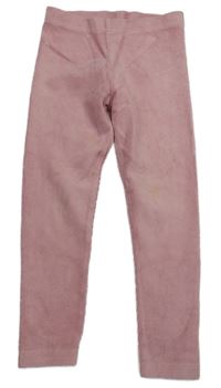 Světlerůžové žebrované sametové legíny George