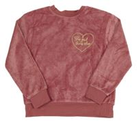 Růžová sametová mikina s výšivkou George