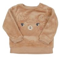 Světlerůžová chlupatá mikina s medvídkem C&A