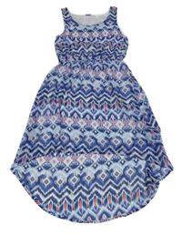 Modro-růžovo-bílé vzorované šaty Y.F.K.