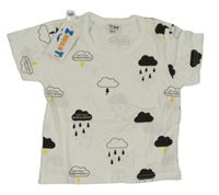 Nové - bílé tričko s mraky 