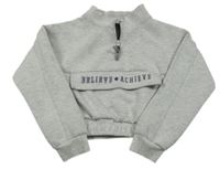 Šedá melírovaná crop mikina s nápisem Primark