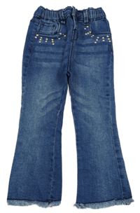 Tmavomodré boot cut rifle se cvočky 