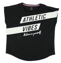 Černo-bílé sportovní tričko s nápisy H&M