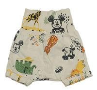 Béžové kraťasy se zvířátky a Mickeym H&M