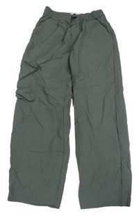 Šedozelené cargo lehké kalhoty Zara