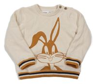 Béžový podšitý svetr s králíkem looney Tunes