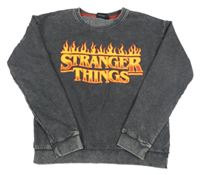 Tmavošedá mikina s potiskem - Stranger Things