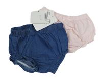 2x kalhotky na plenku - modré + růžové