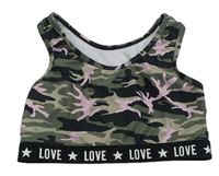 Khaki-růžová army plavková lambáda Primark