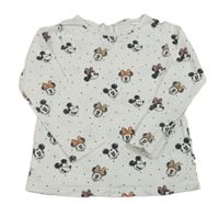 Bílé puntíkaté triko s Mickeym a Minnie zn. H&M