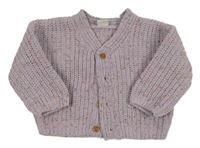 Lila-barevný žinylkový propínací svetr s nápisem Next 