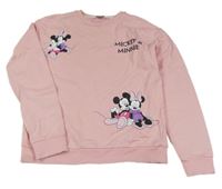 Světlerůžová mikina s Mickeym a Minnie zn.dis