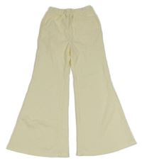 Smetanové žebrované flare tepláky