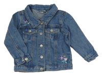 Modrá riflová bunda s výšivkami Ergee