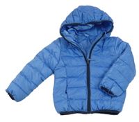 Modrá šusťáková prošívaná lehká zateplená bunda s kapucí Kiki&Koko