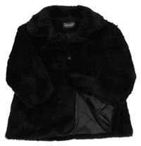 Černý kožešinový podšitý kabát 