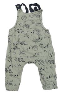 Světlekhaki laclové tepláky se zeměkoulí a nápisy F&F