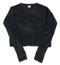 Tmavošedý chlupatý crop svetr Page one young