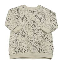 Smetanovo-antracitové puntíkaté teplákové šaty Mint Velvet 